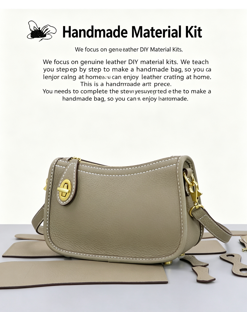 DIY Leather Bucket Bag Kit for Beginners – Genuine Leather Crossbody Purse Making Set with Video Tutorial & Complete Materials
