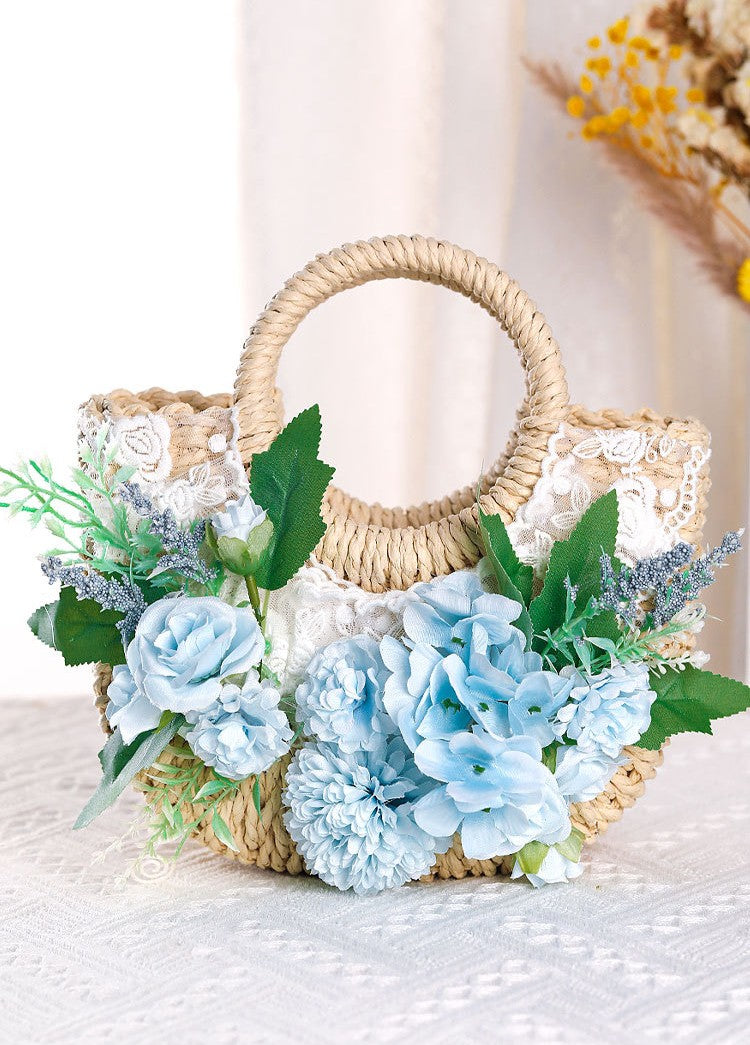 DIY Floral Straw Tote Bag Kit for Mother’s Day | Handmade Woven Handbag Craft Set with Artificial Flowers | Beginner Friendly 8-Minute DIY Gift Bag