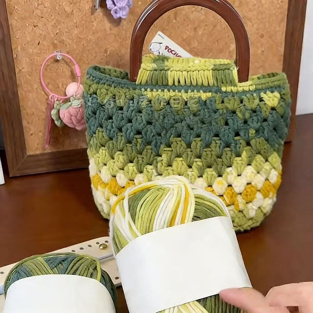 DIY Crochet Tote Bag Kit – Handmade Cotton Yarn Handbag Craft Set for Beginners with Video Tutorial
