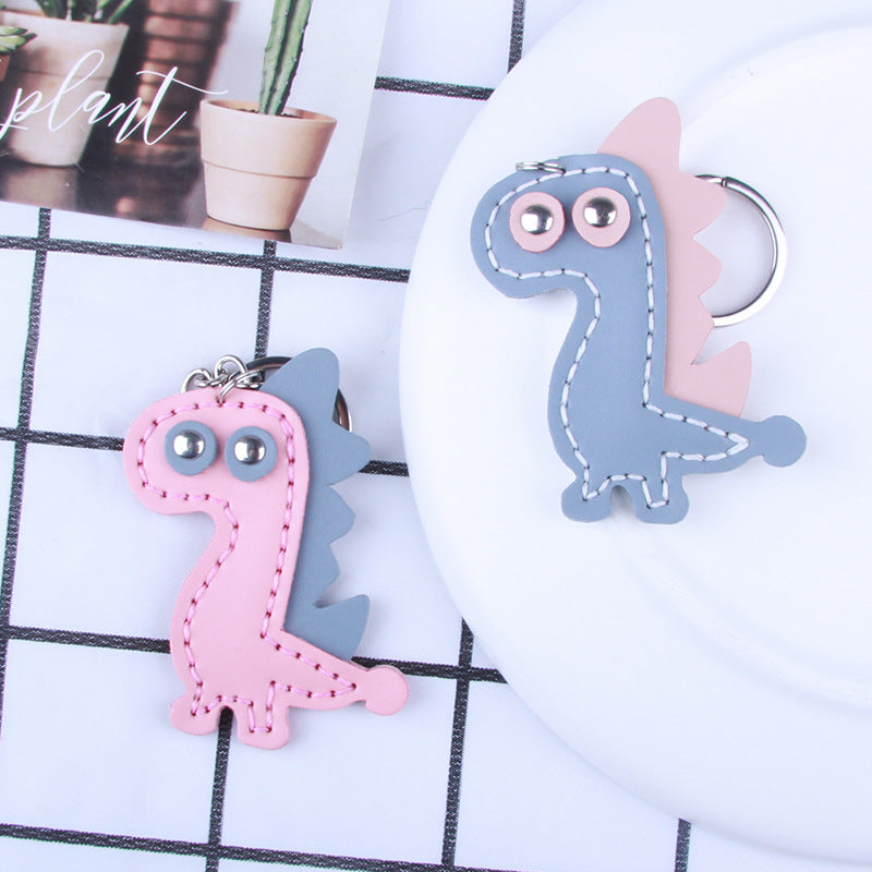 DIY Leather Dinosaur Keychain Kit – Handmade Cute Dino Charm Craft Set for Beginners