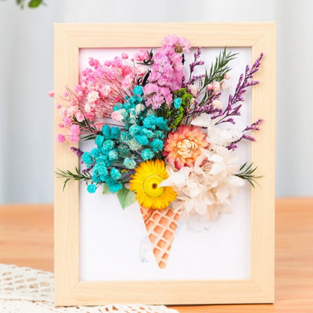 DIY Dried Flower Photo Frame Kit | Natural Preserved Flower Craft Set with Wooden Frame | Handmade Home Decor & Gift for Mother’s Day