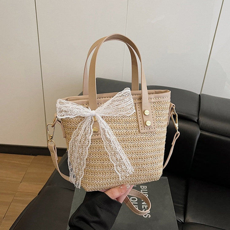 DIY Woven Straw & PU Leather Handbag Kit for Beginners – Handmade Crossbody Tote Bag Sewing Kit with Video Tutorial