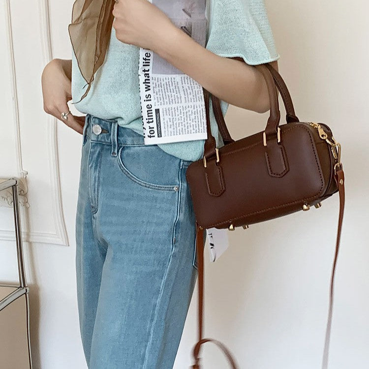 DIY Leather Shoulder Bag Kit for Beginners – Handmade Crossbody Tote Purse Sewing Kit with Pre-Cut Materials & Video Tutorial
