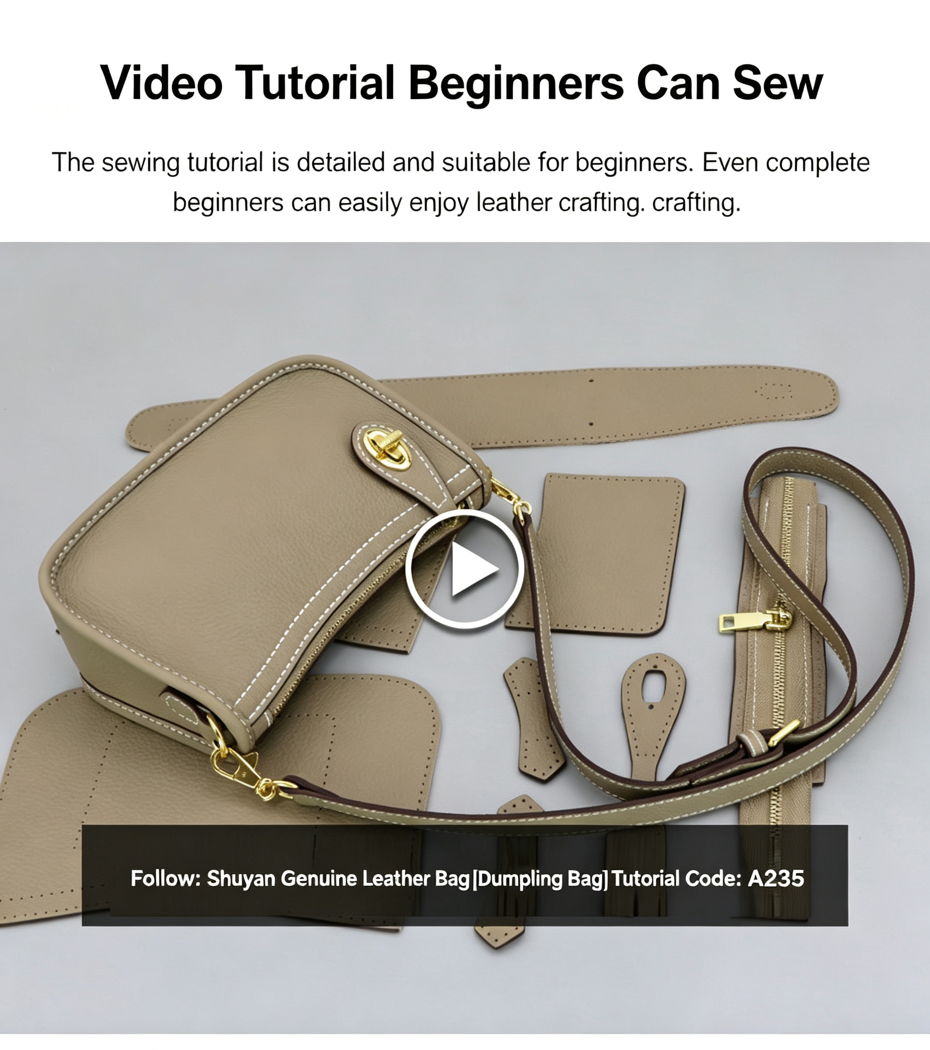 DIY Leather Bucket Bag Kit for Beginners – Genuine Leather Crossbody Purse Making Set with Video Tutorial & Complete Materials
