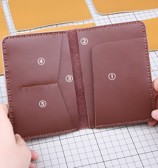 DIY Genuine Leather Passport Wallet Kit – Handmade Multifunction Travel Wallet Craft Kit for Beginners with Video Tutorial