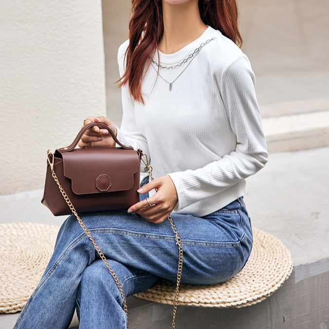 DIY Leather Shoulder Bag Kit for Beginners – Handmade Crossbody Purse with Video Tutorial, Pre-Cut Cowhide Craft Gift