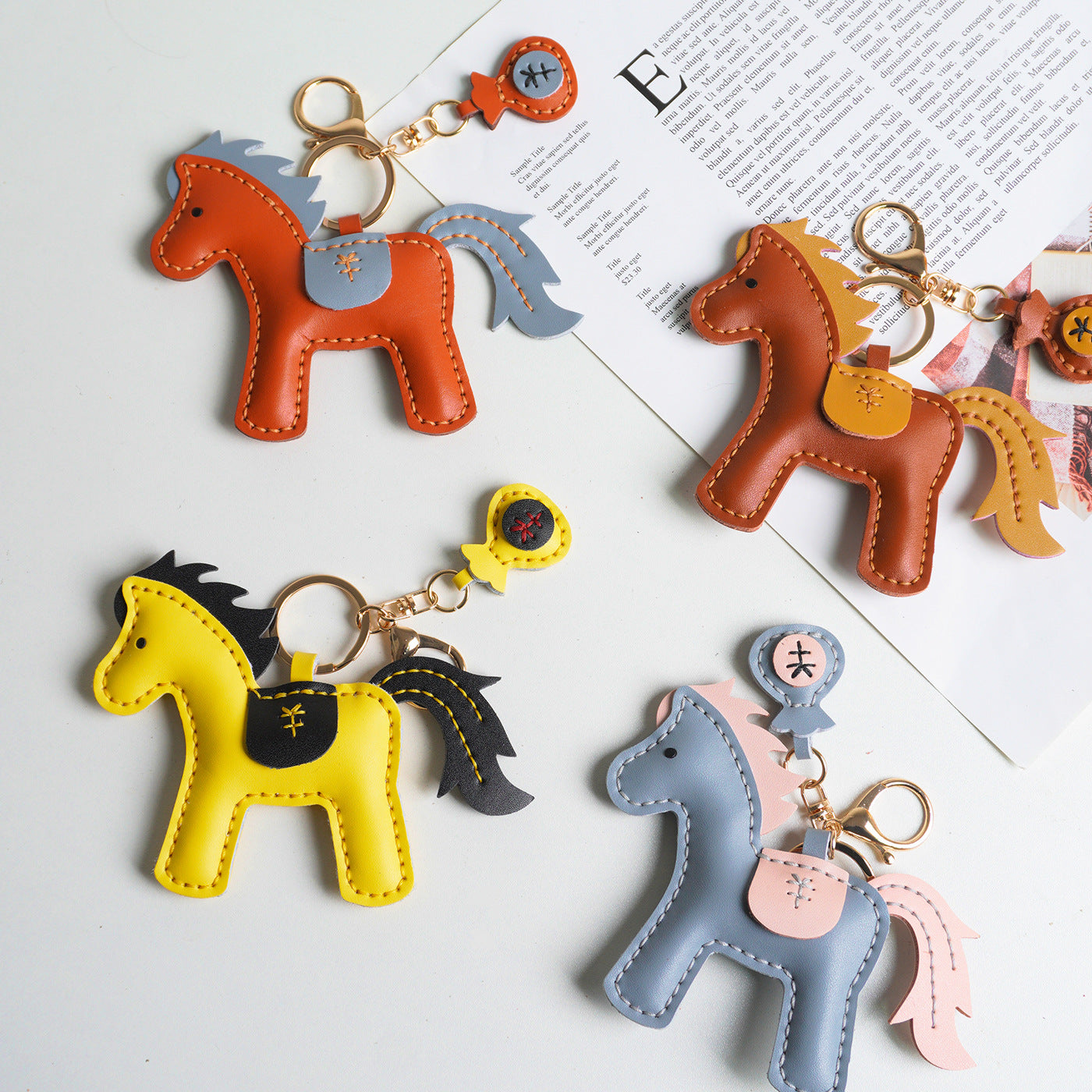 DIY Leather Horse Keychain Kit – Handmade Genuine Leather Craft Set with Video Tutorial (Multicolor)