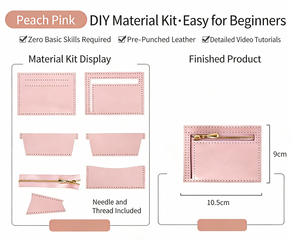 DIY Leather Wallet Kit – Handmade Cowhide Bifold Wallet Craft Set for Beginners with Video Tutorial (Compact Card & Cash Holder)