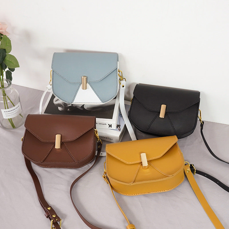 DIY Geometric Flap Genuine Leather Saddle Crossbody Bag Sewing Kit, Multi Color Adjustable Strap Shoulder Bag Handmade Craft Gift For Women