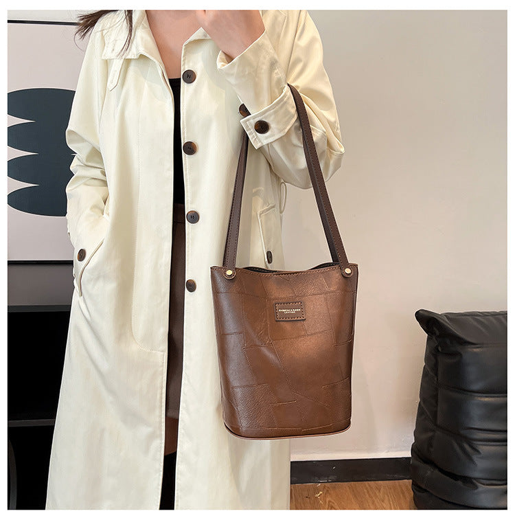 DIY PU Leather Tote Bag Kit for Beginners – Pre-Cut Hand Sewing Handbag with Video Tutorial, Shoulder & Top Handle Bag, Ivory/Khaki/Brown/Black