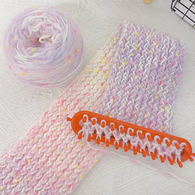 DIY Gradient Scarf Knitting Kit for Beginners – Easy Handmade Rainbow Scarf Set with Video Tutorial & Weaving Tool Included
