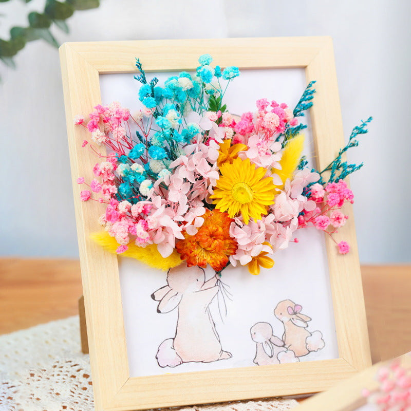 DIY Dried Flower Photo Frame Kit | Natural Preserved Flower Craft Set with Wooden Frame | Handmade Home Decor & Gift for Mother’s Day