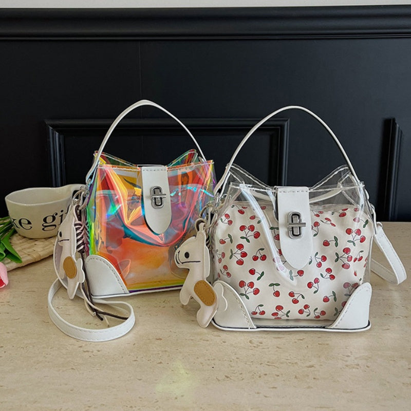DIY Transparent Cherry Print PVC Handbag Kit | Cute Sweet Crossbody Purse Craft Set with Video Tutorial