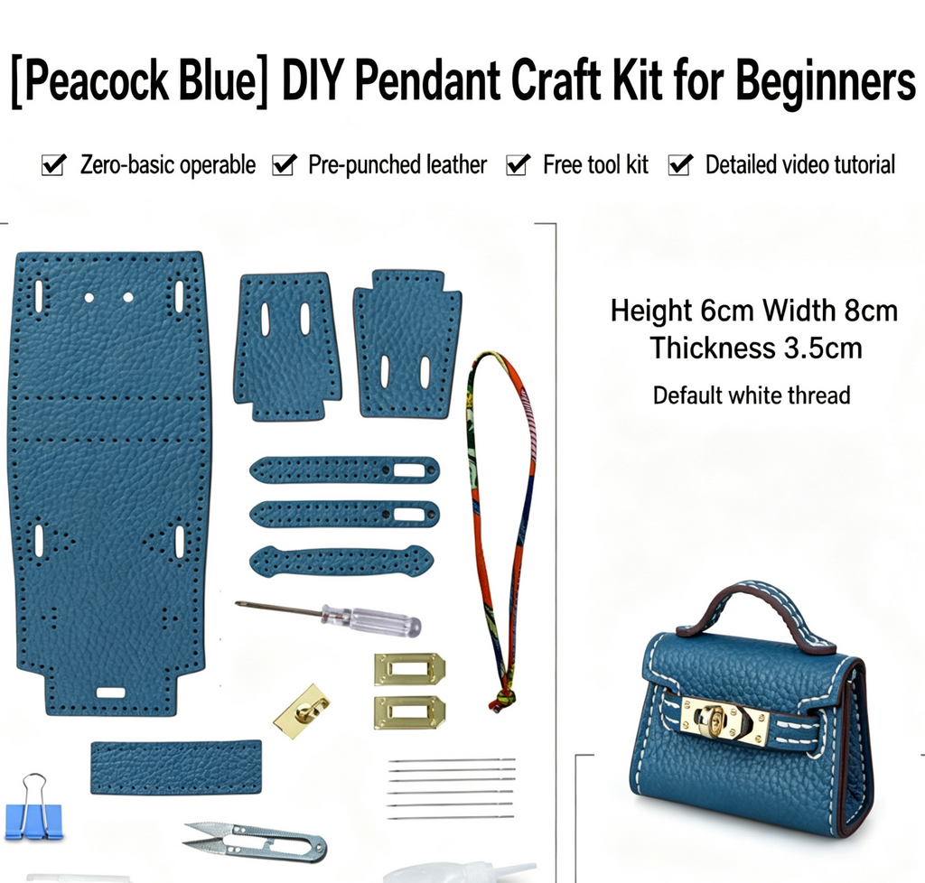 DIY Mini Leather Bag Charm Kit – Beginner Cowhide Bag Pendant & Handmade Gift