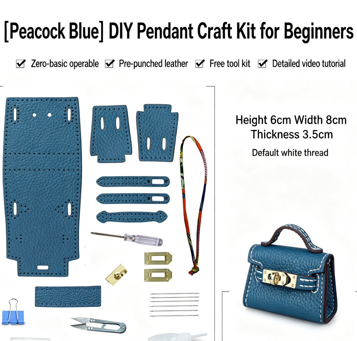 DIY Mini Leather Bag Charm Kit – Beginner Cowhide Bag Pendant & Handmade Gift