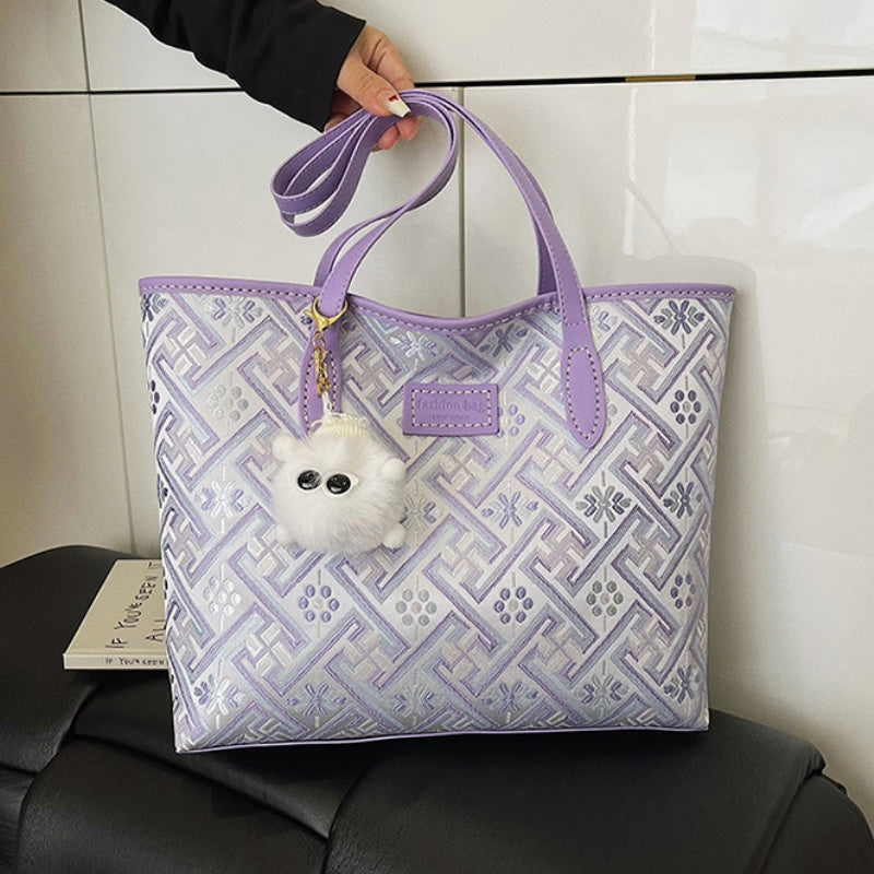 DIY Fabric Tote Bag Kit for Beginners | Handmade Shoulder Handbag Sewing Craft Set with Video Tutorial | Large Capacity DIY Bag