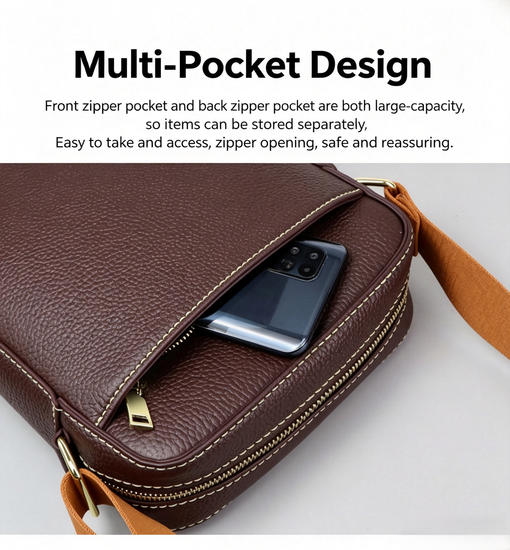 DIY Leather Crossbody Bag Kit for Beginners – Genuine Leather Shoulder Bag Making Set with Video Tutorial & Complete Materials