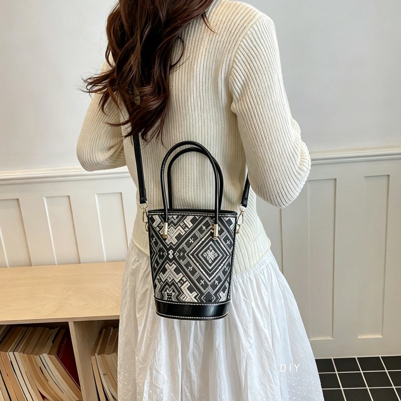 DIY PU Leather Bucket Bag Kit | Handmade Crossbody Shoulder Bag Craft Set for Beginners with Video Tutorial