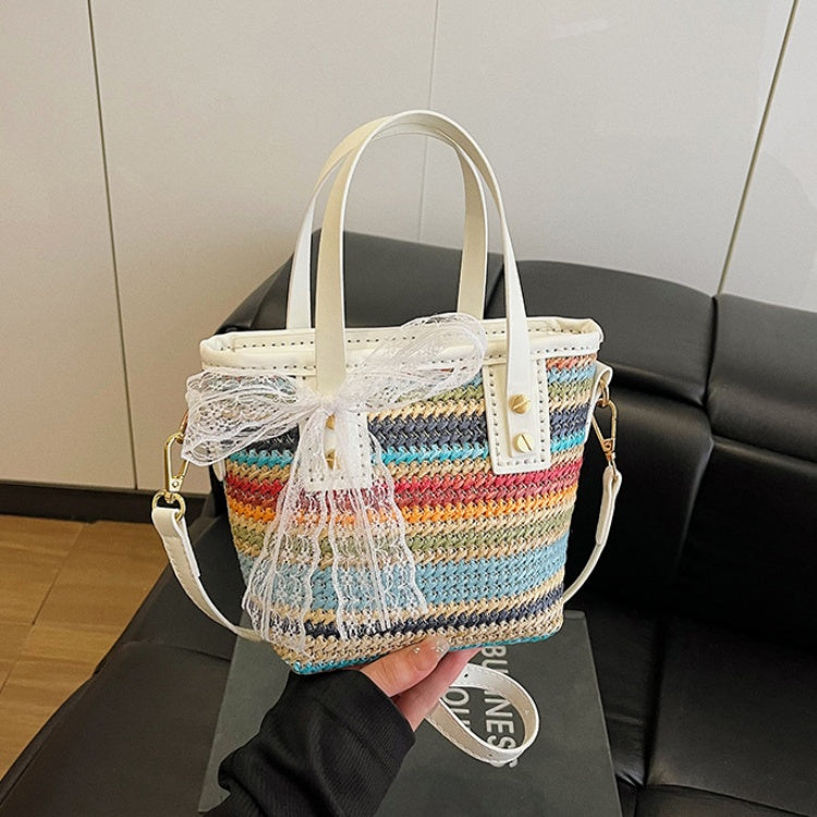 DIY Woven Straw & PU Leather Handbag Kit for Beginners – Handmade Crossbody Tote Bag Sewing Kit with Video Tutorial