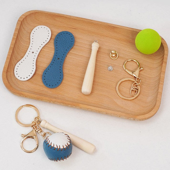DIY Baseball Keychain Craft Kit | Beginner-Friendly Handmade Leather Gift Set | Pre-Cut Real Cowhide DIY Stitching Kit