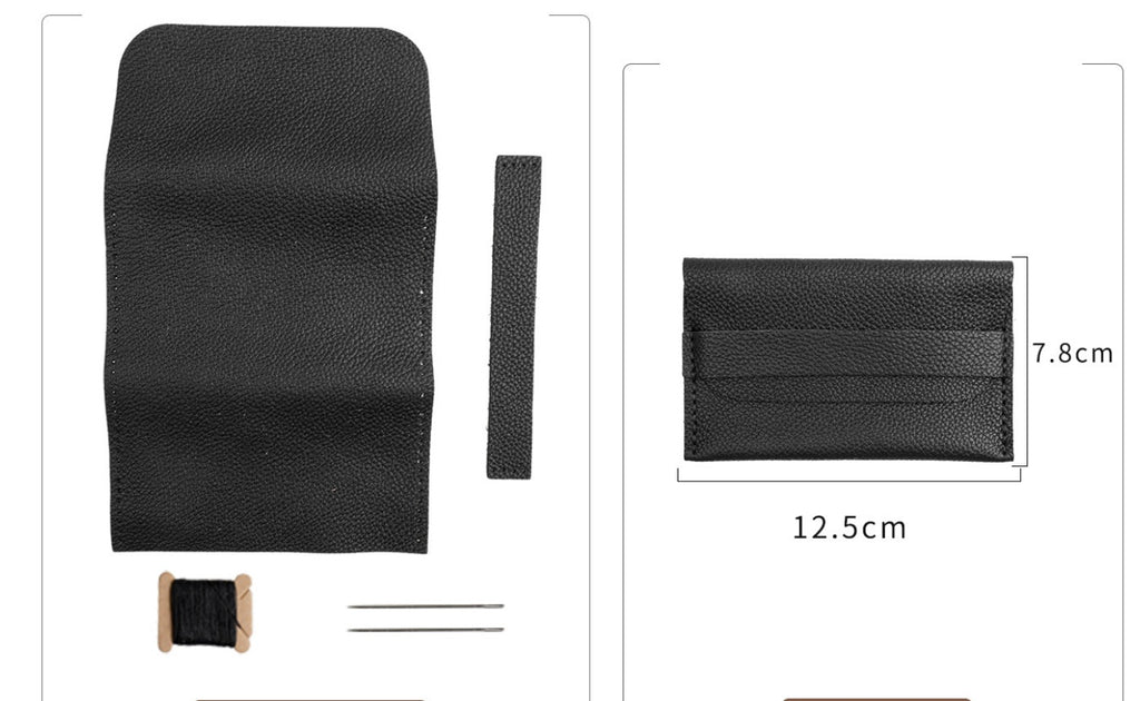 DIY Genuine Leather Wallet Kit | Litchi Grain Cowhide Card Holder, Passport Wallet & Coin Purse Craft Set