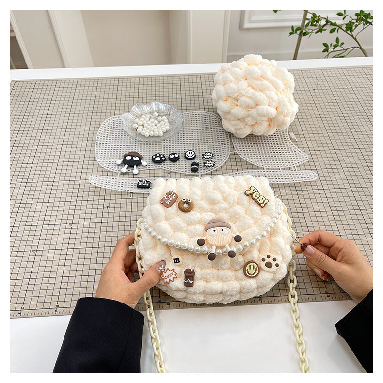 DIY Crochet Pearl Handle Bag Kit for Beginners | Handmade Yarn Shoulder & Crossbody Bag with Video Tutorial