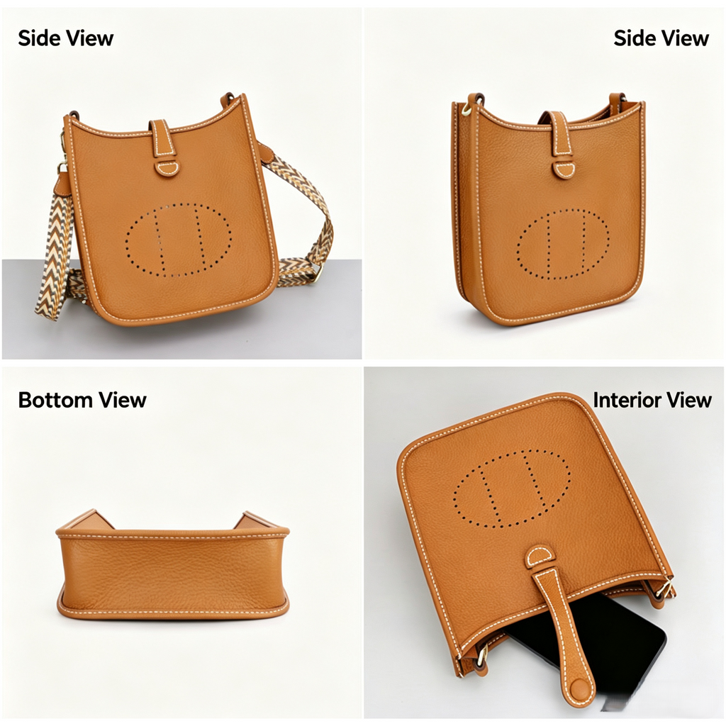 DIY Leather Crossbody Bag Kit for Beginners, Handmade Cowhide Shoulder Bag Sewing Kit, Pre-Cut Leather Craft Kit with Video Tutorial