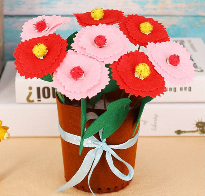 DIY Felt Flower Pot Craft Kit | Kids Educational Handmade Fabric Potted Plant Set | Montessori Creative Sewing Toy & Parent-Child Gift