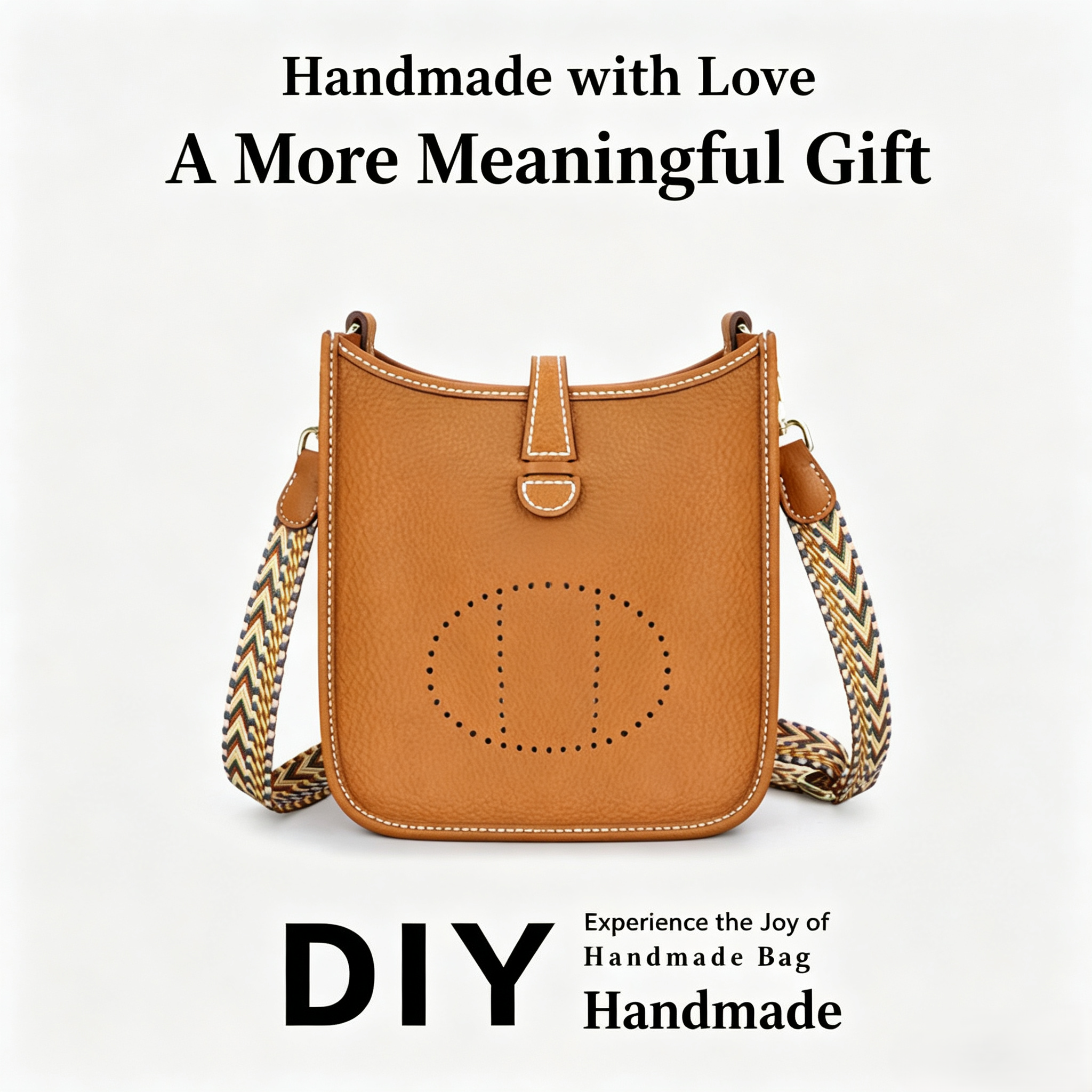 DIY Leather Crossbody Bag Kit for Beginners, Handmade Cowhide Shoulder Bag Sewing Kit, Pre-Cut Leather Craft Kit with Video Tutorial