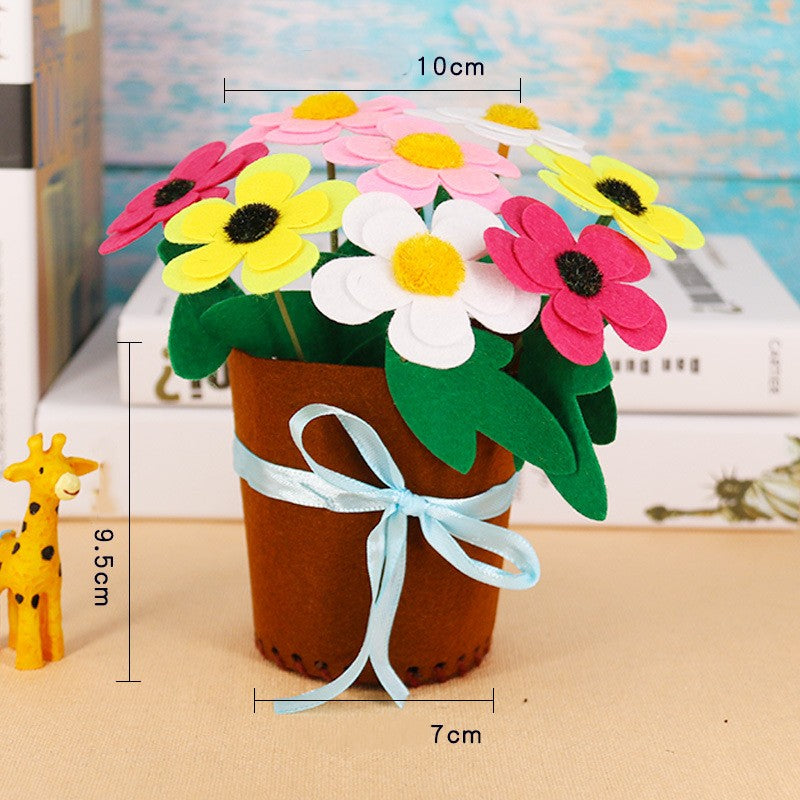 DIY Felt Flower Pot Craft Kit | Kids Educational Handmade Fabric Potted Plant Set | Montessori Creative Sewing Toy & Parent-Child Gift