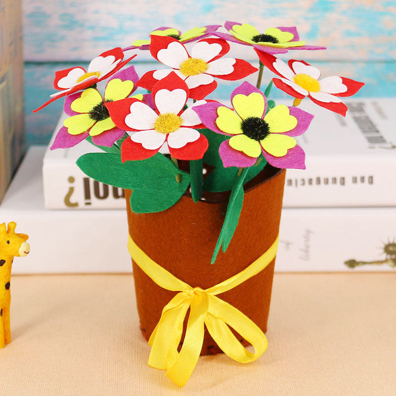 DIY Felt Flower Pot Craft Kit | Kids Educational Handmade Fabric Potted Plant Set | Montessori Creative Sewing Toy & Parent-Child Gift