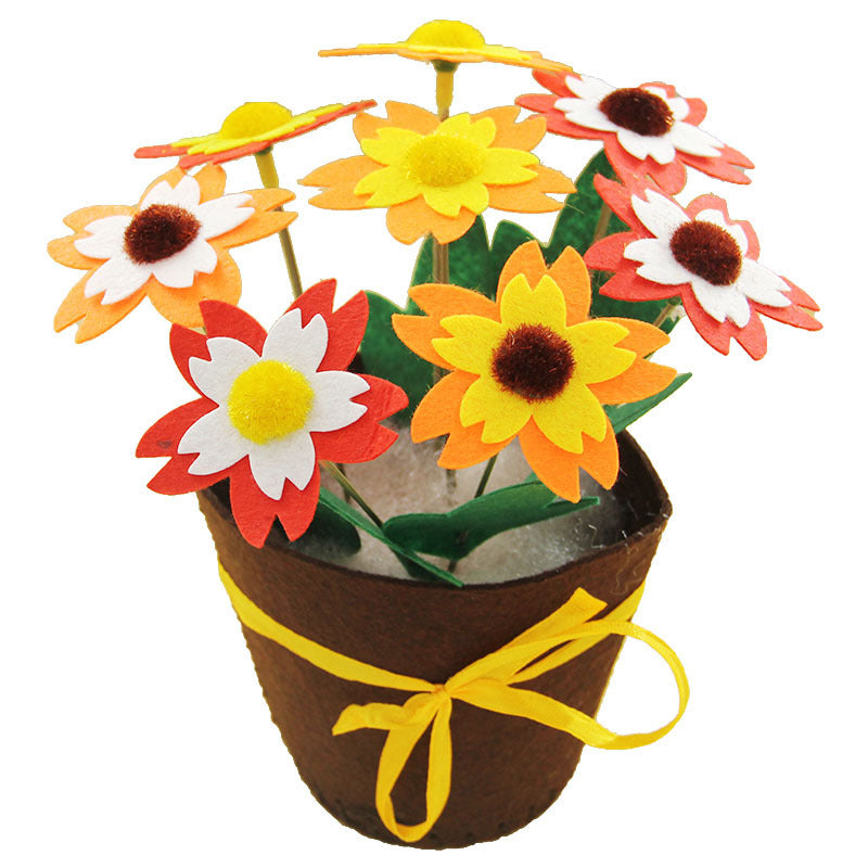 DIY Felt Flower Pot Craft Kit | Kids Educational Handmade Fabric Potted Plant Set | Montessori Creative Sewing Toy & Parent-Child Gift