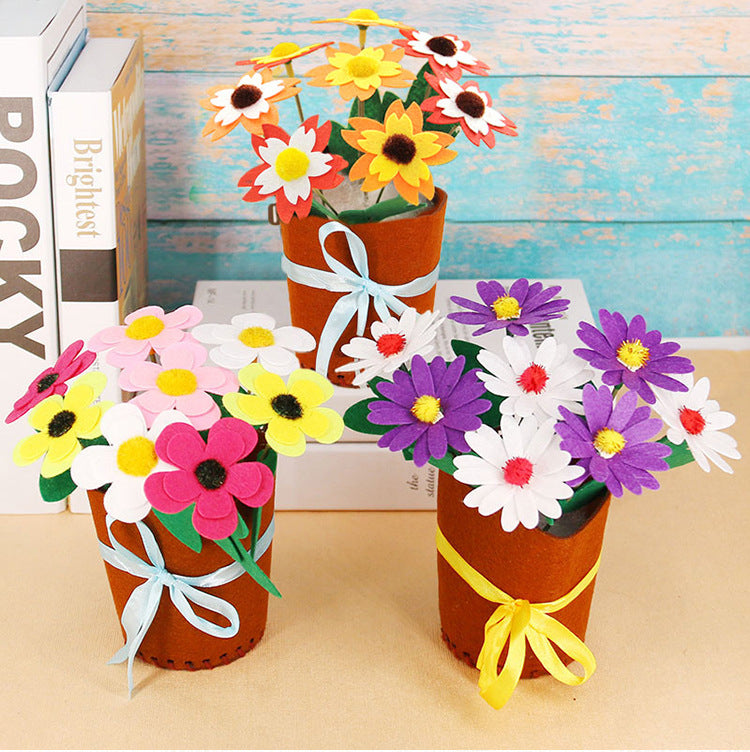 DIY Felt Flower Pot Craft Kit | Kids Educational Handmade Fabric Potted Plant Set | Montessori Creative Sewing Toy & Parent-Child Gift