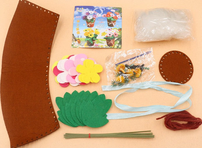 DIY Felt Flower Pot Craft Kit | Kids Educational Handmade Fabric Potted Plant Set | Montessori Creative Sewing Toy & Parent-Child Gift