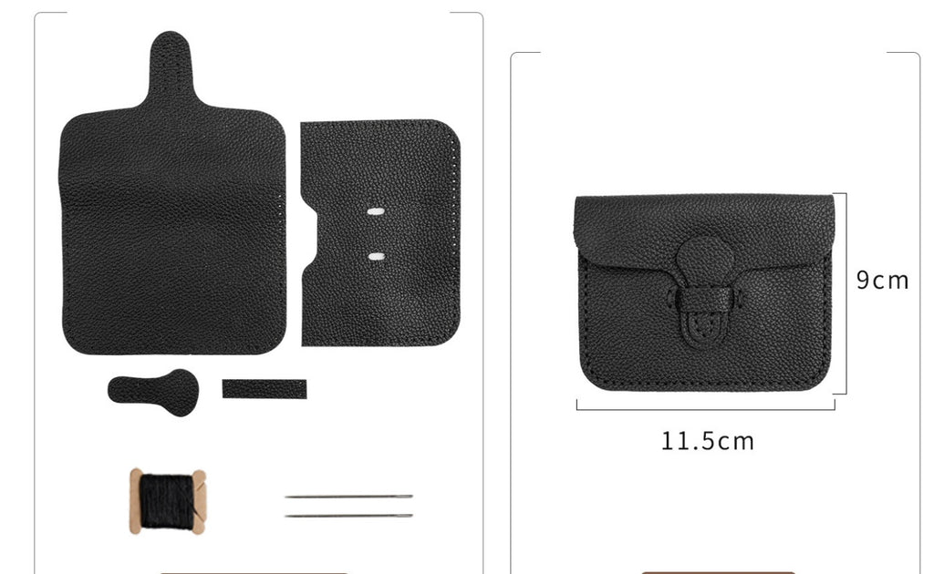 DIY Genuine Leather Wallet Kit | Litchi Grain Cowhide Card Holder, Passport Wallet & Coin Purse Craft Set