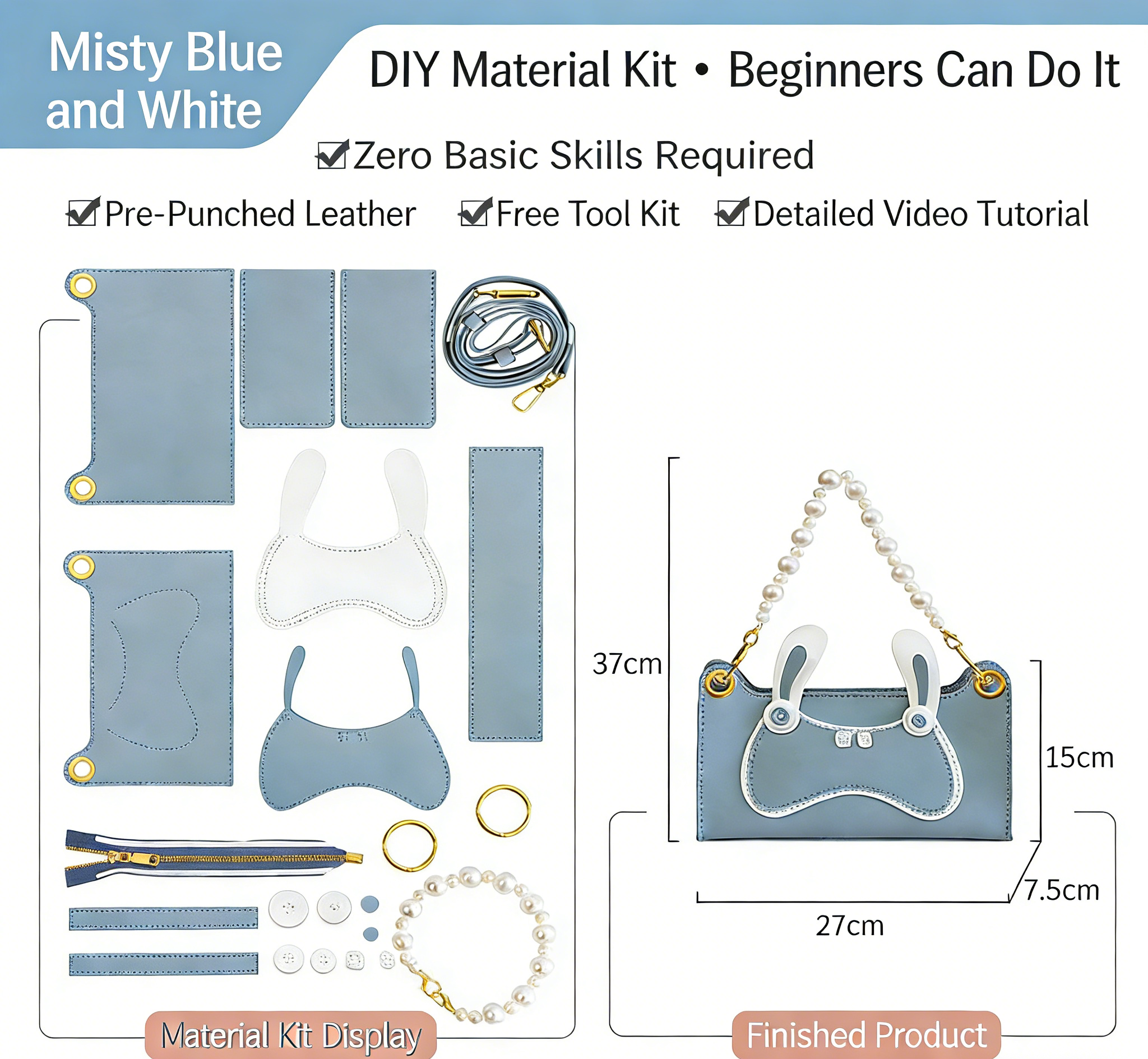 DIY Genuine Leather Shoulder Bag Kit – Handmade Cowhide Crossbody Bag Craft Set for Beginners with Video Tutorial (Elegant Daily Style, Multi Colors)