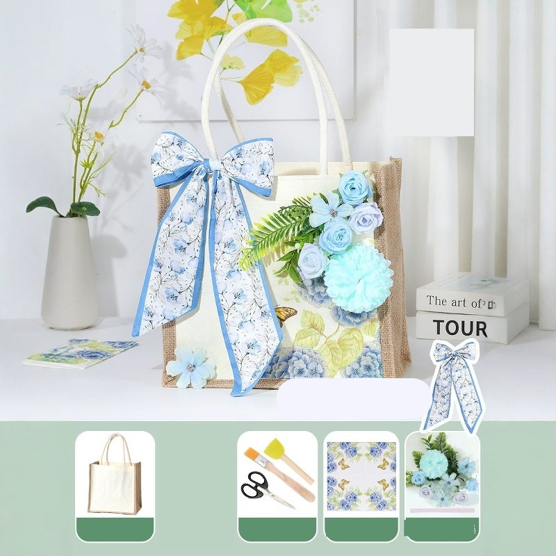 DIY Canvas Tote Bag Decorating Kit with Printed Scarf | Handmade Craft Gift Set for Adults & Kids | Personalized Tote Bag DIY Kit