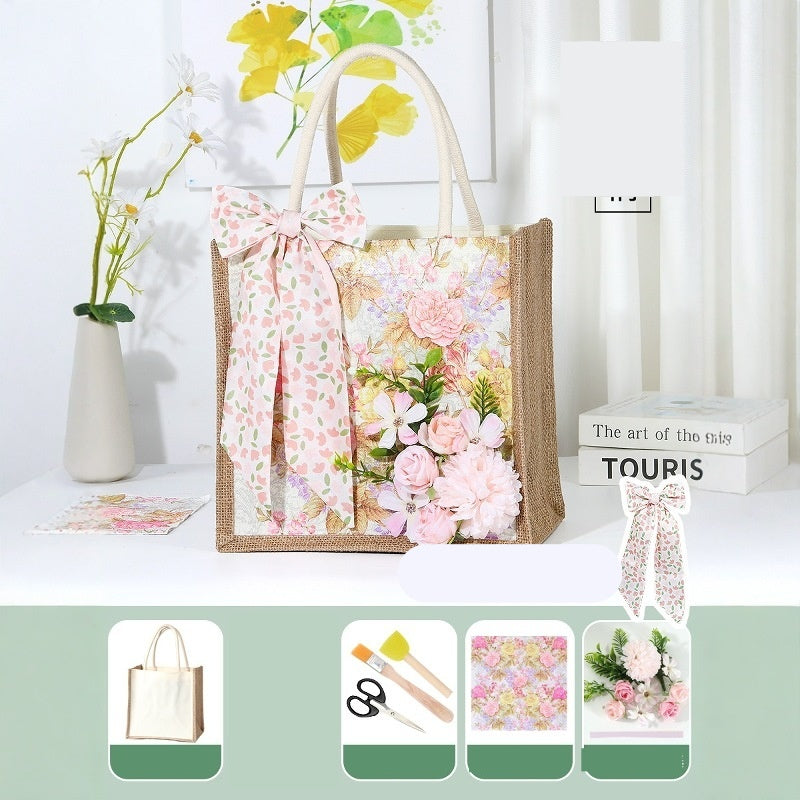 DIY Canvas Tote Bag Decorating Kit with Printed Scarf | Handmade Craft Gift Set for Adults & Kids | Personalized Tote Bag DIY Kit
