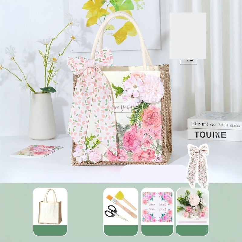 DIY Canvas Tote Bag Decorating Kit with Printed Scarf | Handmade Craft Gift Set for Adults & Kids | Personalized Tote Bag DIY Kit