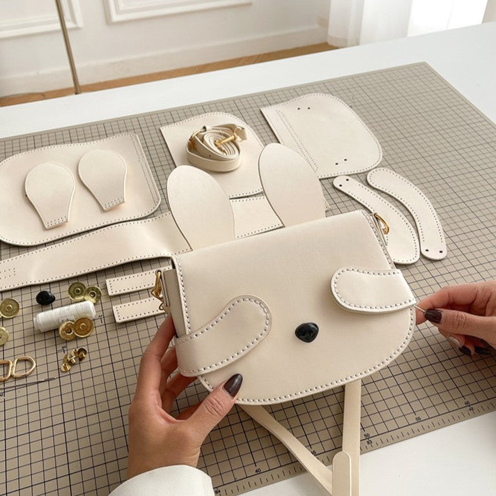 DIY PU Leather Crossbody Bag Kit for Beginners – Handmade Shoulder Purse Sewing Kit with Pre-Cut Pieces & Video Tutorial