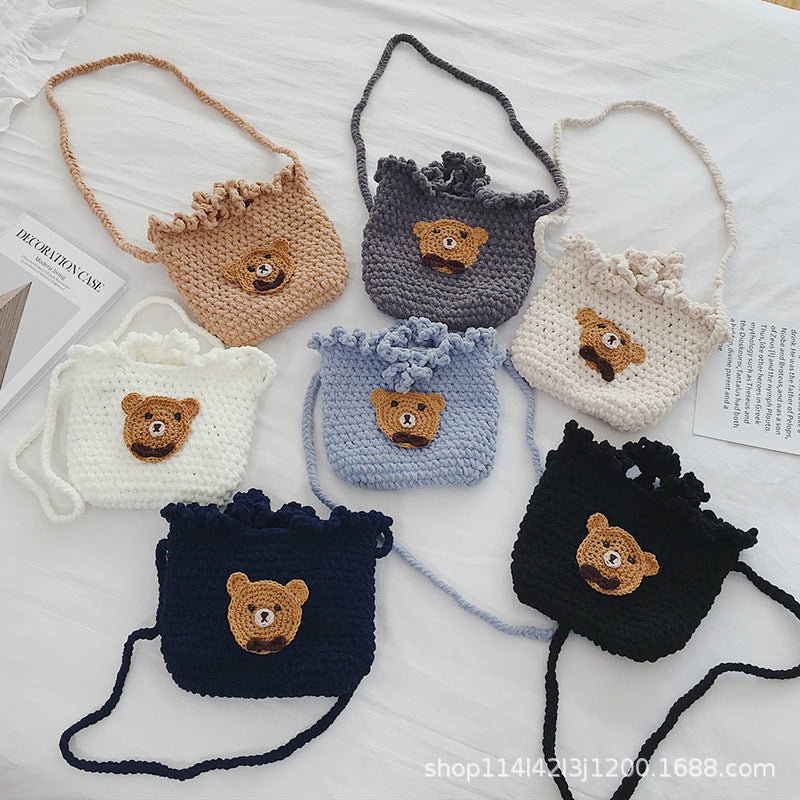 DIY Crochet Animal Shoulder Bag Kit for Beginners – Handmade Bear & Fruit Crossbody Bag with Video Tutorial