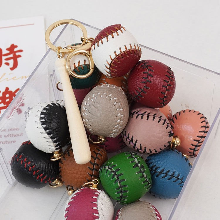 DIY Baseball Keychain Craft Kit | Beginner-Friendly Handmade Leather Gift Set | Pre-Cut Real Cowhide DIY Stitching Kit