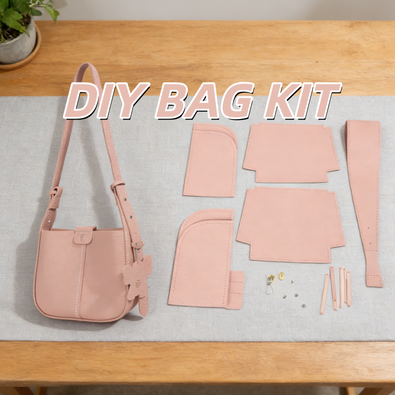 DIY PU Leather Crossbody Bag Kit for Beginners – Handmade Shoulder Handbag Sewing Kit with Pre-Cut Materials & Video Tutorial