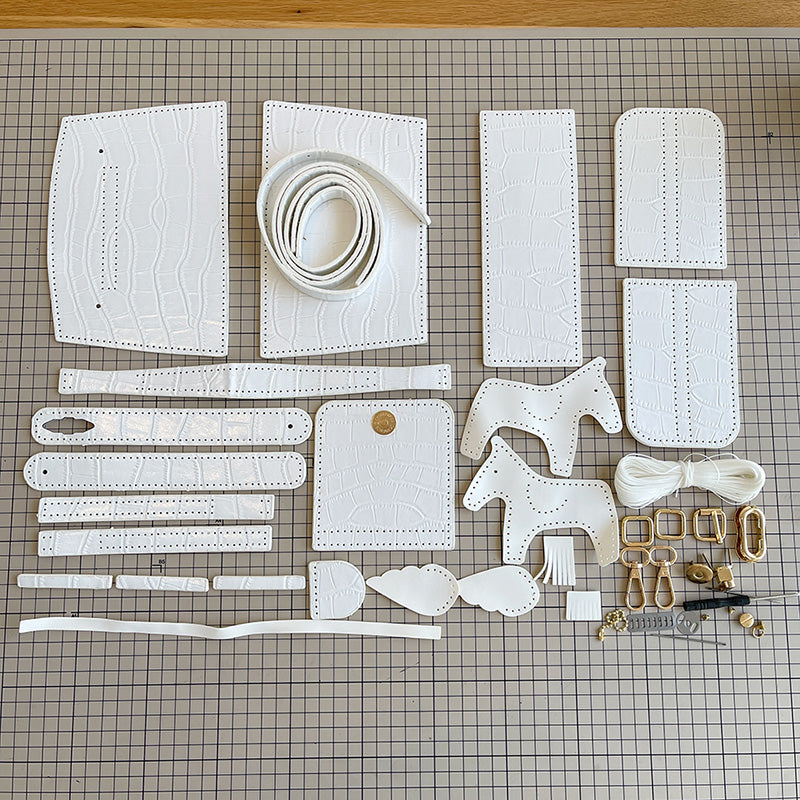 DIY PU Leather Shoulder Bag Kit for Beginners – Handmade Tote Purse Sewing Kit with Pre-Cut Materials & Video Tutorial