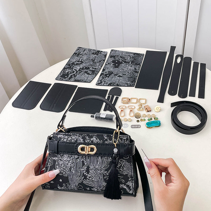 DIY PU Leather Crossbody Bag Kit for Beginners – Handmade Shoulder Bag Sewing Kit with Pre-Cut Materials & Video Tutorial