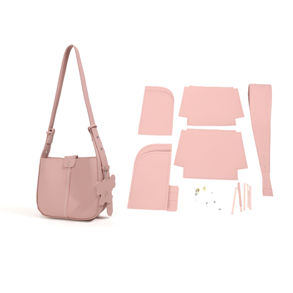 DIY PU Leather Crossbody Bag Kit for Beginners – Handmade Shoulder Handbag Sewing Kit with Pre-Cut Materials & Video Tutorial