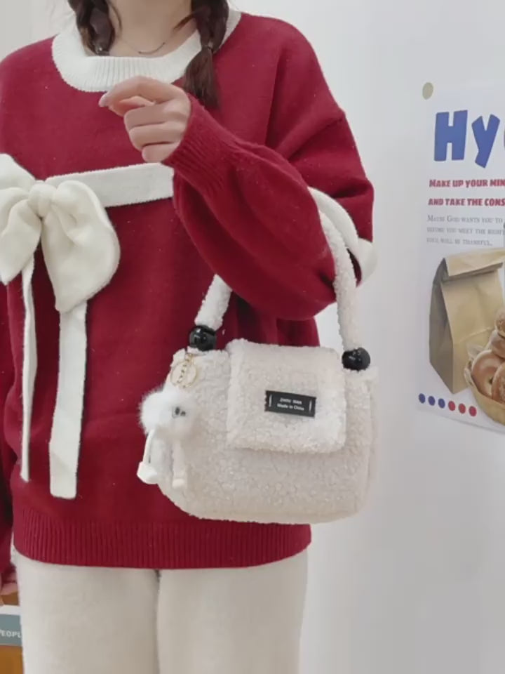 DIY Plush Tote Bag Kit for Beginners – Handmade Fuzzy Handbag Craft Kit with Video Tutorial, Shoulder & Tote Bag