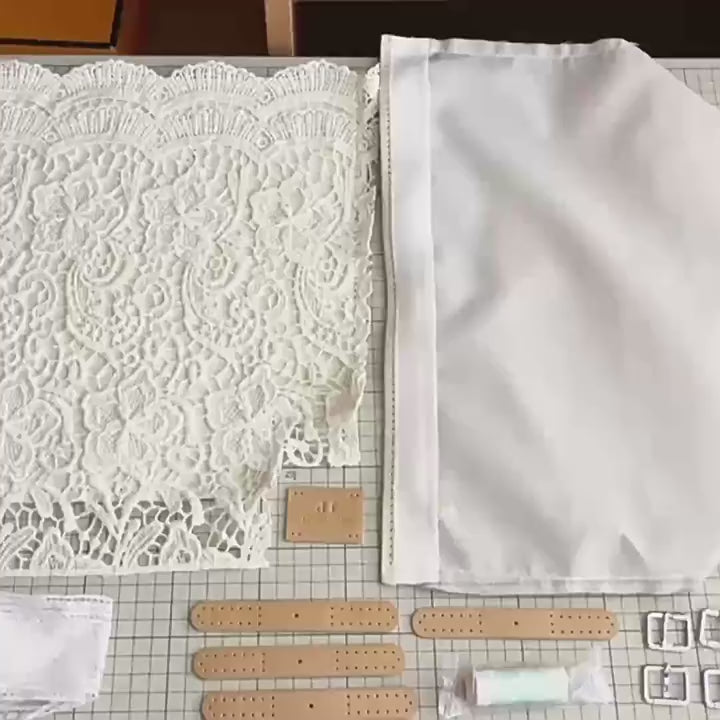DIY Lace Basket Tote Bag Kit | Beginner-Friendly PU Leather Handbag Craft Set with Video Tutorial
