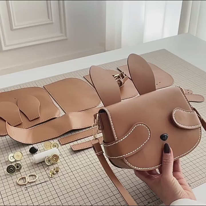 DIY PU Leather Crossbody Bag Kit for Beginners – Handmade Shoulder Purse Sewing Kit with Pre-Cut Pieces & Video Tutorial