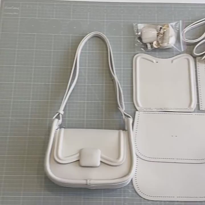 DIY PU Leather Handbag Sewing Kit for Beginners – Handmade Crossbody Tote Bag Craft Set with Video Tutorial & Pre-Cut Materials